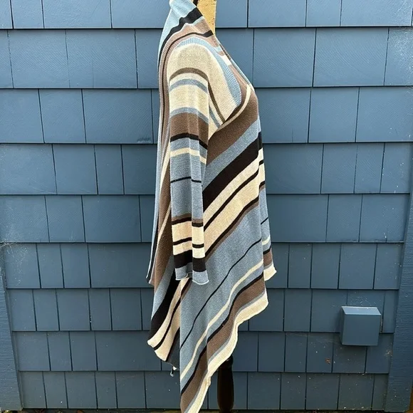 💙🤎🤍Goddis S/M blue tan cream black Naples sweater cardigan drape - Picture 4 of 10